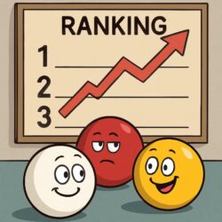 Rangliste-Cartoon mit drei Kugeln Rangliste-Cartoon mit drei Kugeln